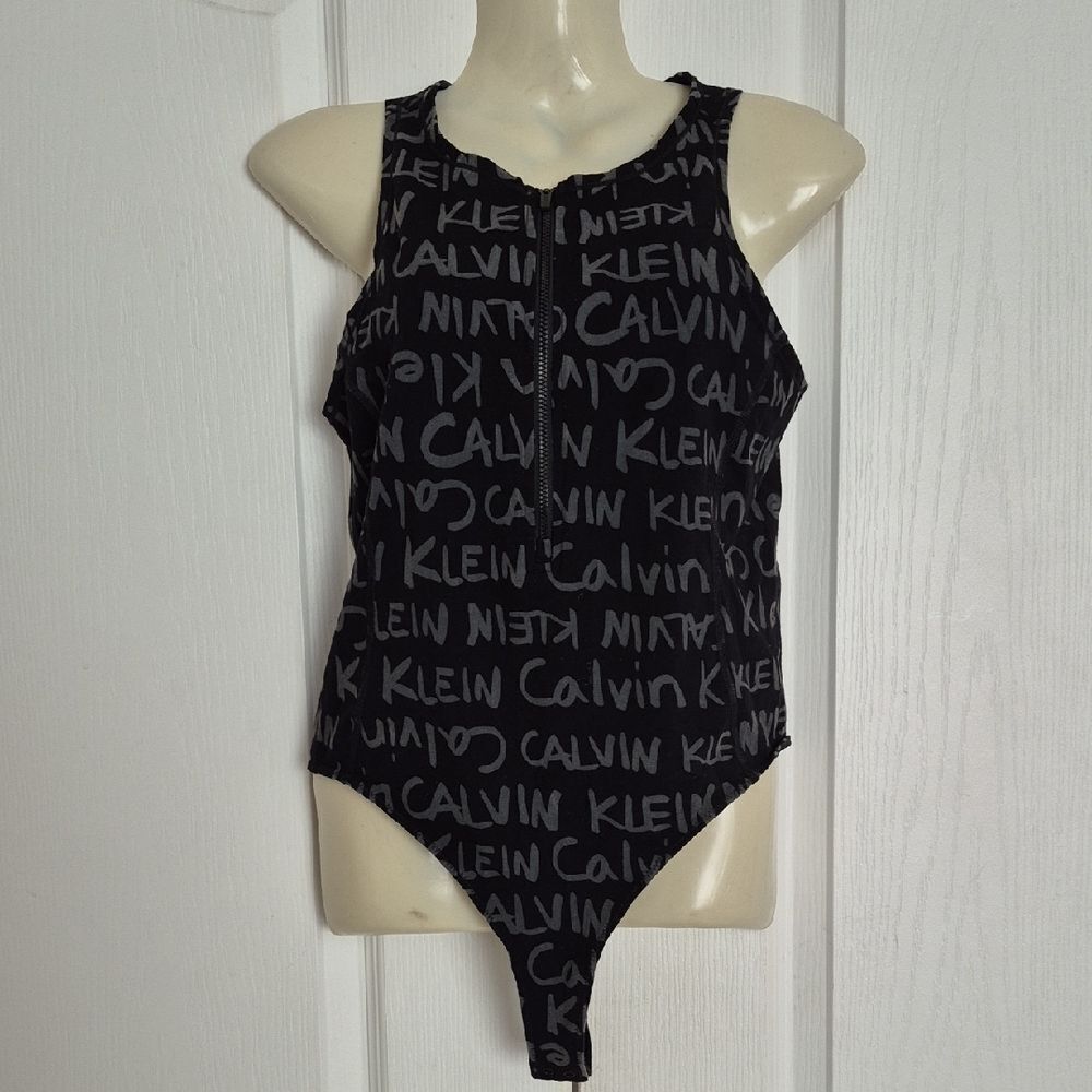 Calvin Klein Logo Print Black Bodysuit